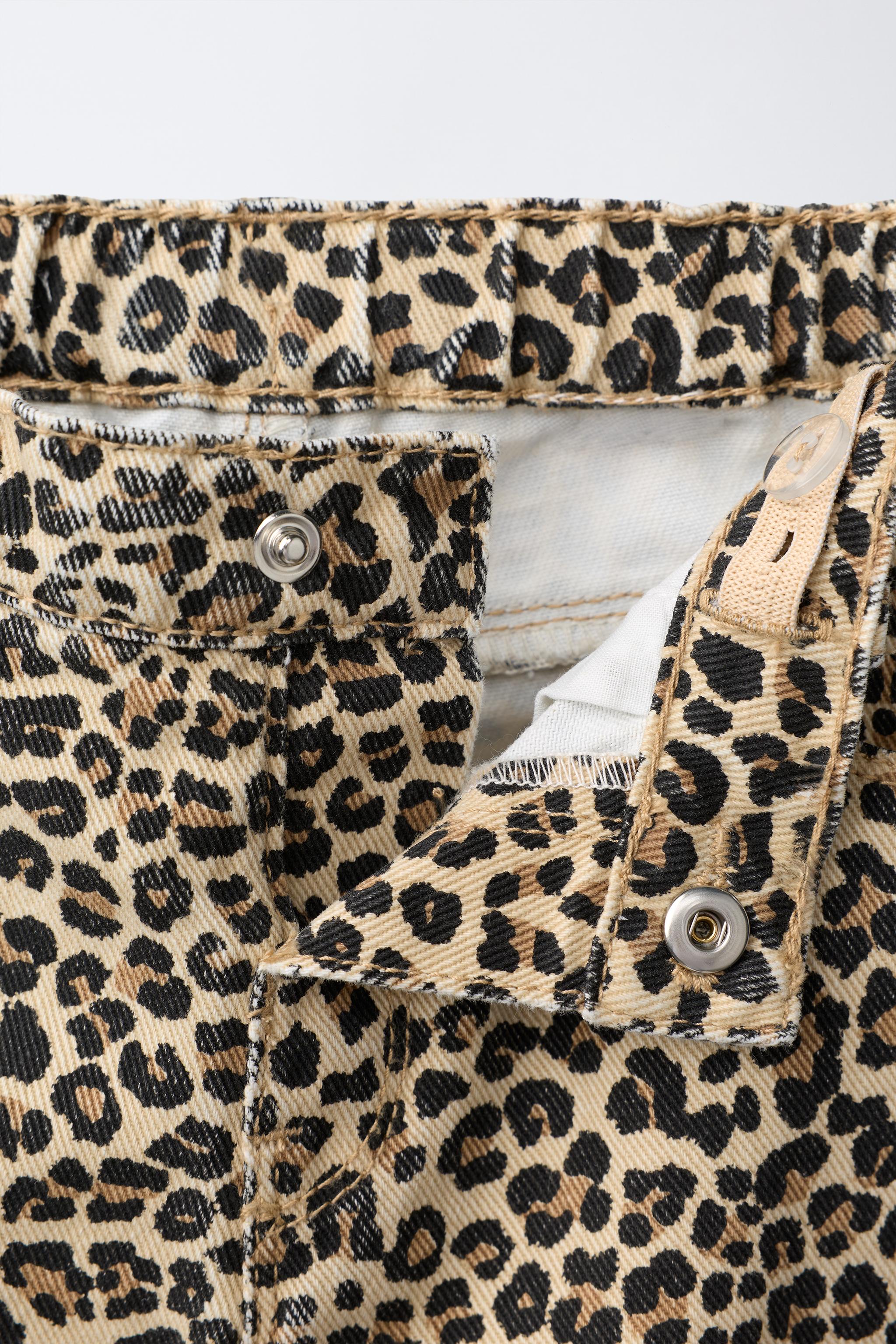 ANIMAL PRINT TWILL WIDE LEG PANTS